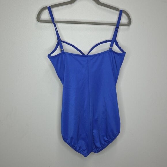 Miraclesuit Women’s One Piece Swimsuit Blue Tank Ruched Padded Size 12 Slimming - Picture 2 of 9